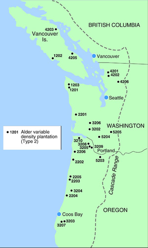Map showing locations of Type 2 installations